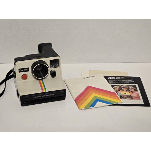 Vintage Polaroid One Step Rainbow Instant Land Camera With Strap - Picture 1 of 10